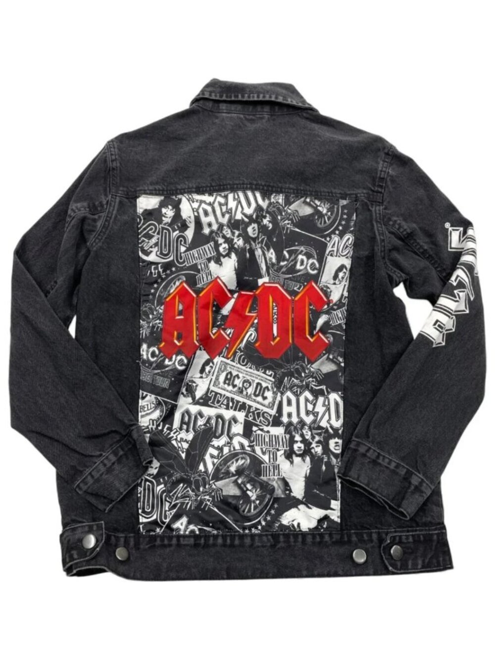 AC/DC Black Denim Jean Jacket Band Rock ACDC Men's Size Small
